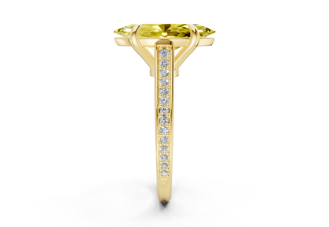 Adeline Yellow Diamond Pave Marquise Cut 2mm Engagement Ring
