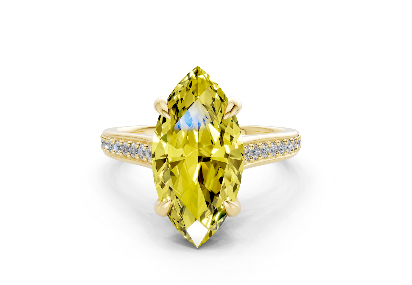 Adeline Yellow Diamond Pave Marquise Cut 2mm Engagement Ring