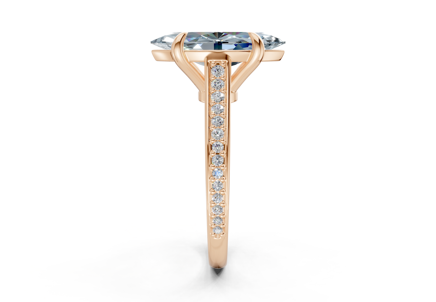 Adeline Blue Diamond Pave Marquise Cut 2mm Engagement Ring