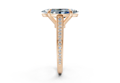 Adeline Blue Diamond Pave Marquise Cut 2mm Engagement Ring