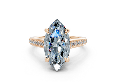Adeline Blue Diamond Pave Marquise Cut 2mm Engagement Ring