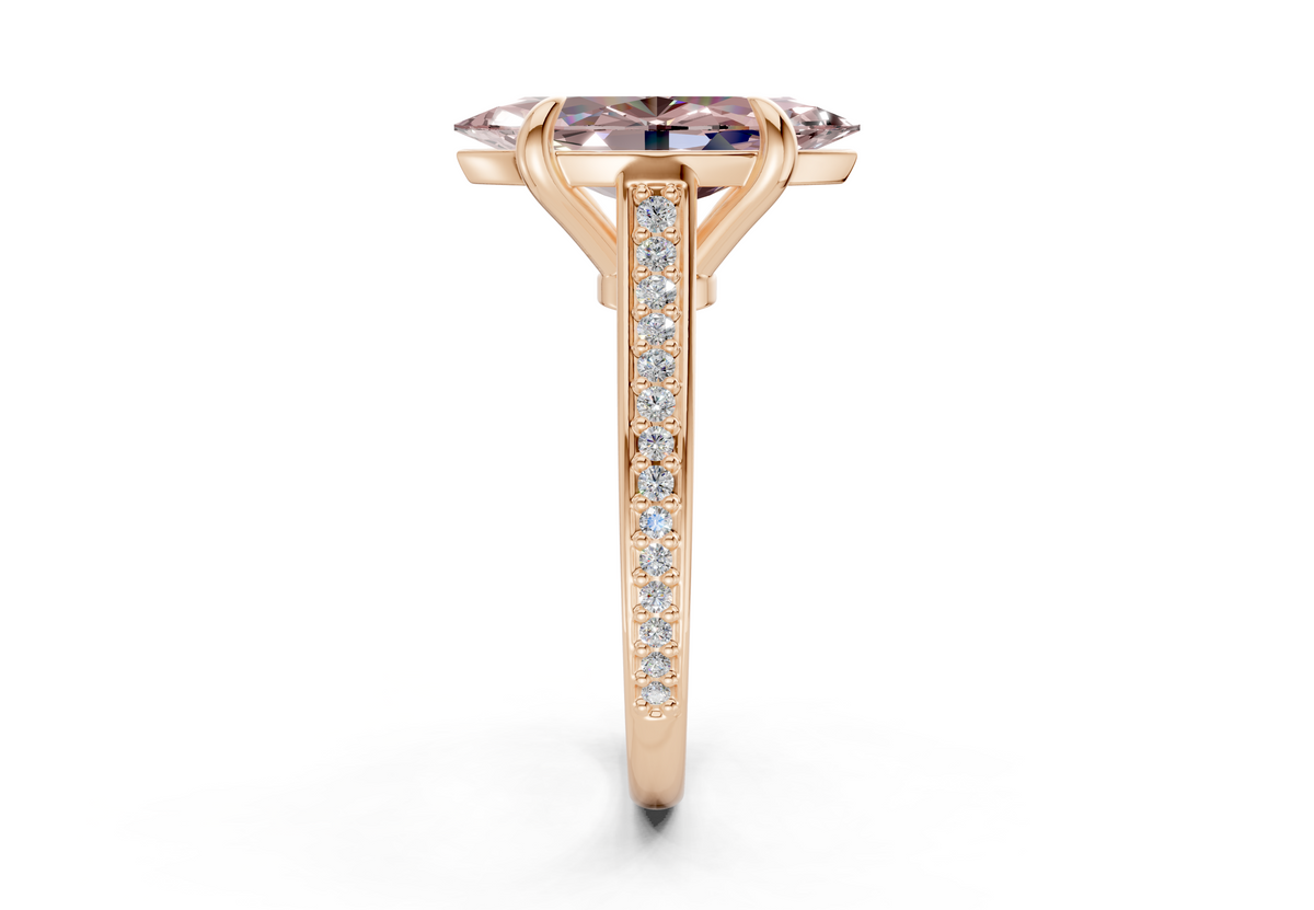 Adeline Pink Diamond Pave Marquise Cut 2mm Engagement Ring