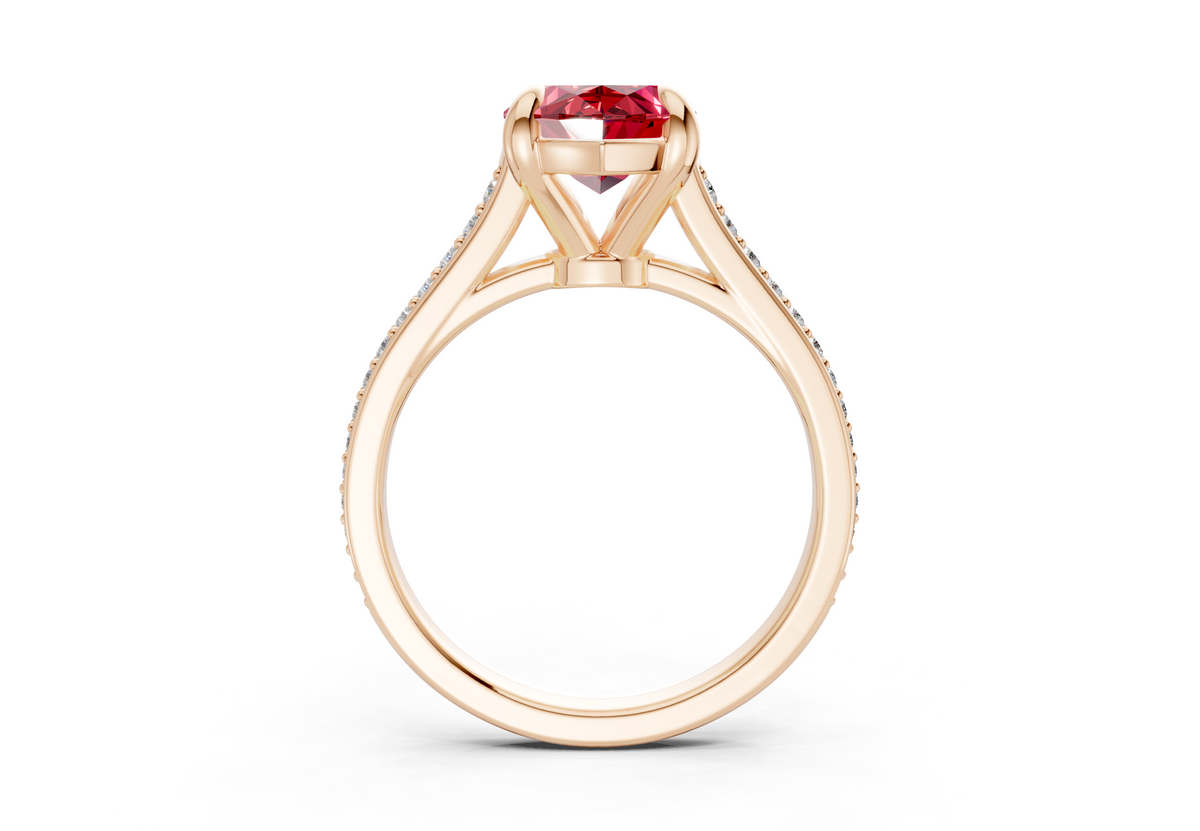 Adeline Ruby Gemstone Pave Marquise Cut 2mm Engagement Ring