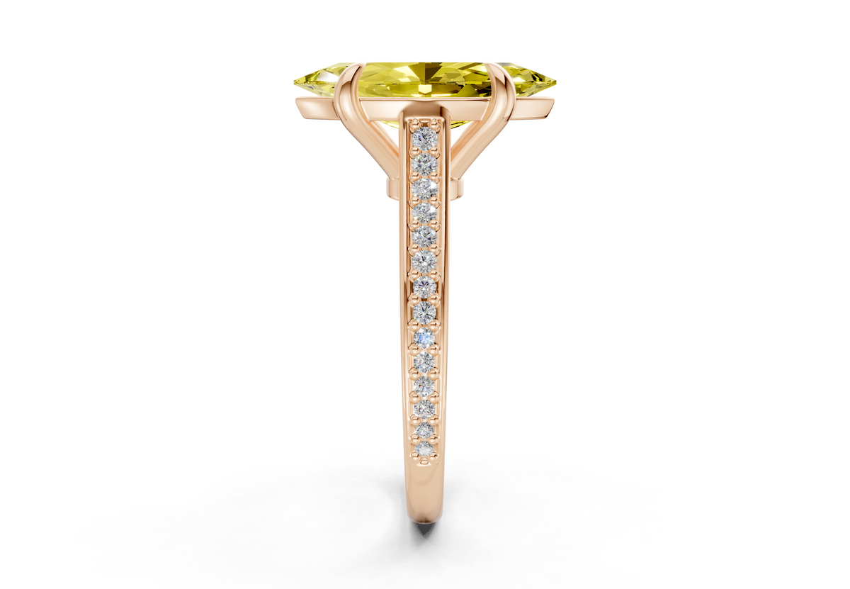 Adeline Yellow Diamond Pave Marquise Cut 2mm Engagement Ring