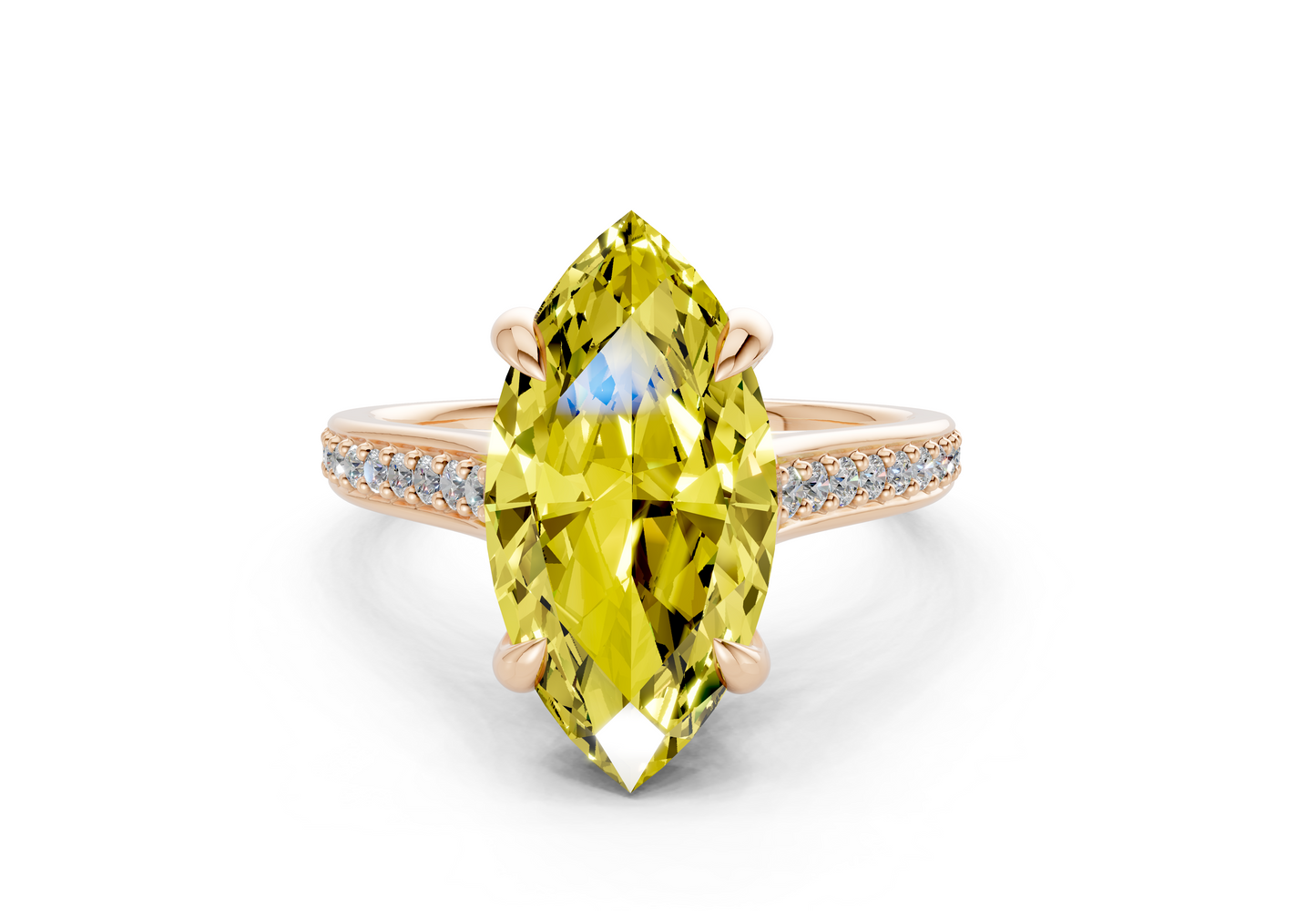 Adeline Yellow Diamond Pave Marquise Cut 2mm Engagement Ring