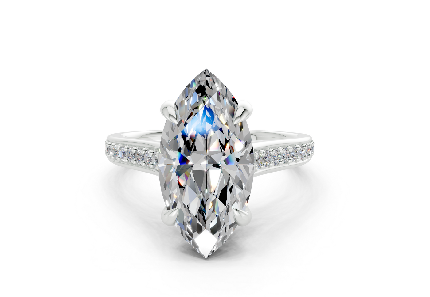 Adeline Diamond Pave Marquise Cut 2mm Engagement Ring