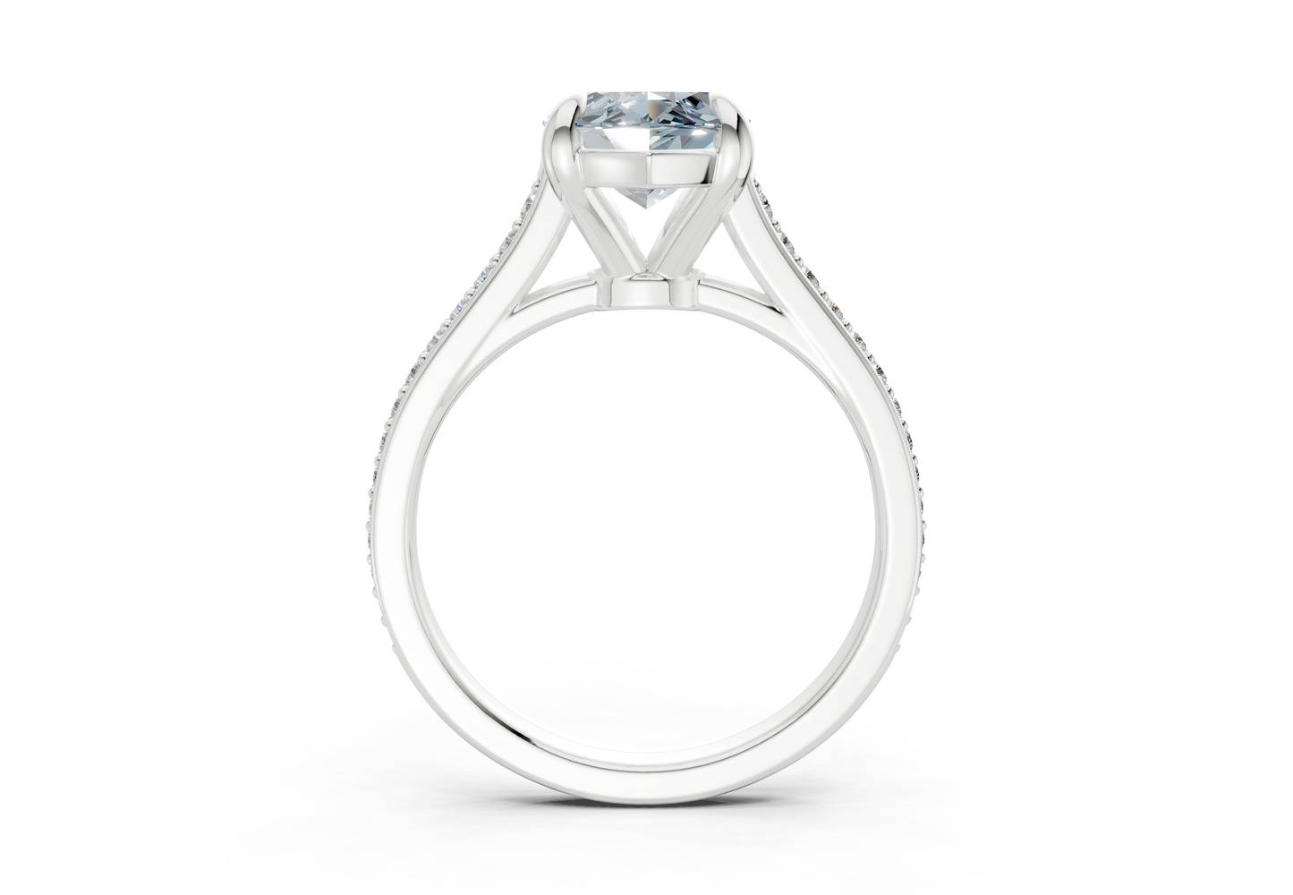 Adeline Blue Diamond Pave Marquise Cut 2mm Engagement Ring