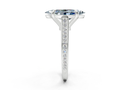 Adeline Blue Diamond Pave Marquise Cut 2mm Engagement Ring