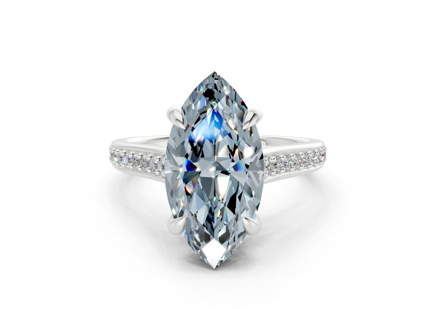 Adeline Blue Diamond Pave Marquise Cut 2mm Engagement Ring