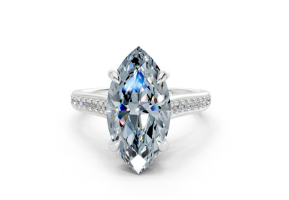 Adeline Blue Diamond Pave Marquise Cut 2mm Engagement Ring