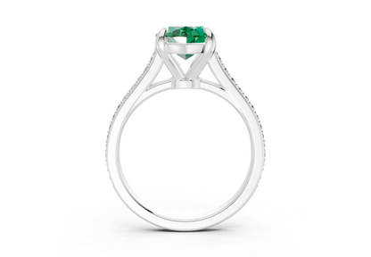 Adeline Emerald Gemstone Pave Marquise Cut 2mm Engagement Ring