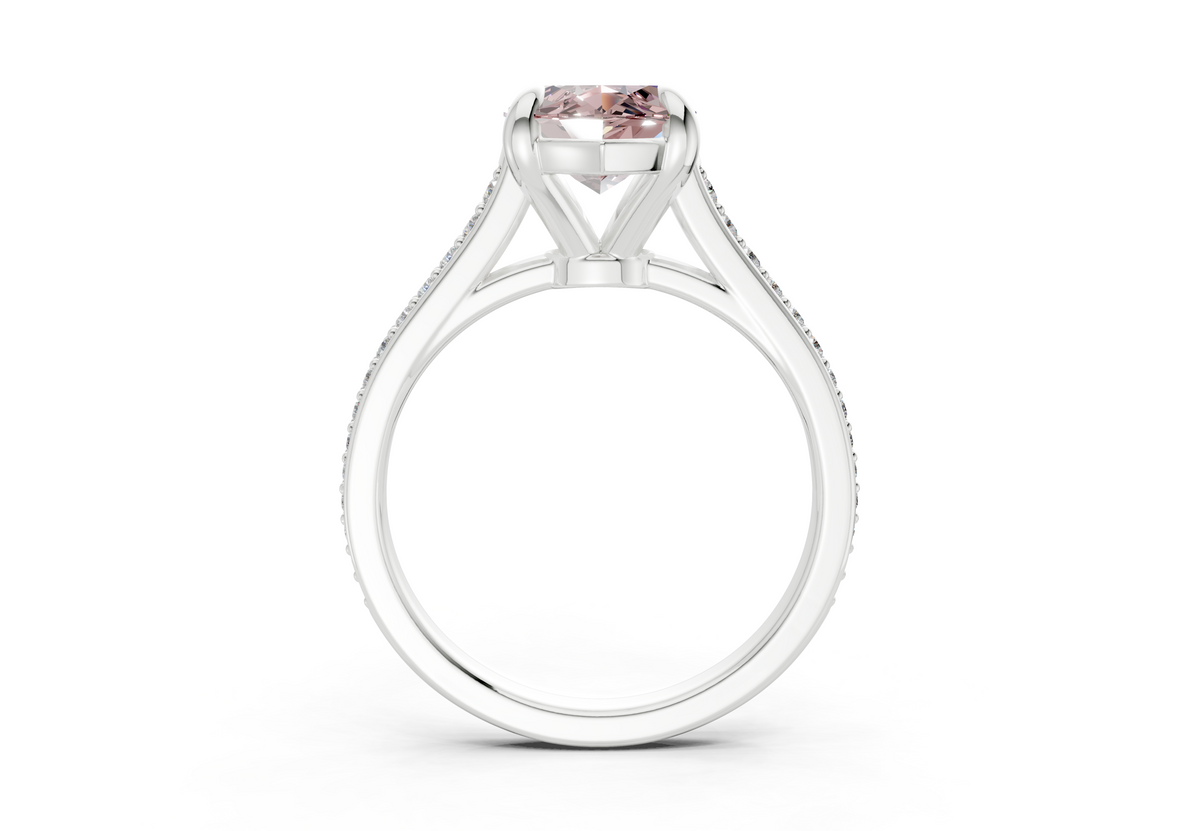 Adeline Pink Diamond Pave Marquise Cut 2mm Engagement Ring