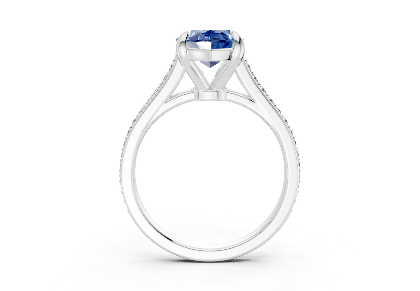 Adeline Sapphire Gemstone Pave Marquise Cut 2mm Engagement Ring