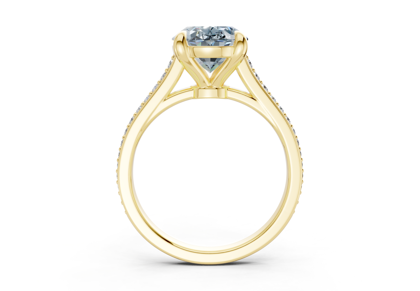 Adeline Blue Diamond Pave Oval Cut 2mm Engagement Ring