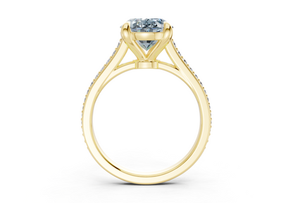 Adeline Blue Diamond Pave Oval Cut 2mm Engagement Ring