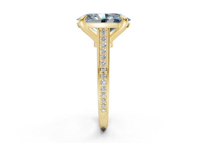 Adeline Blue Diamond Pave Oval Cut 2mm Engagement Ring