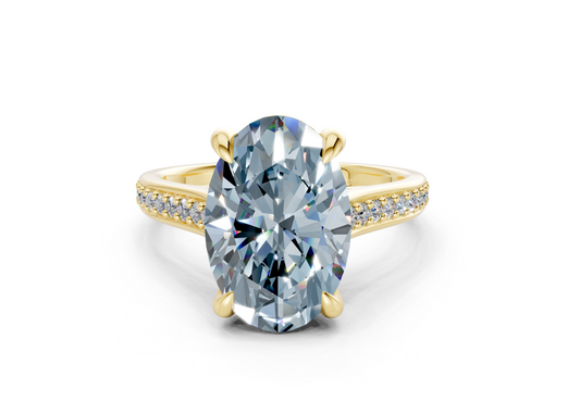 Adeline Blue Diamond Pave Oval Cut 2mm Engagement Ring
