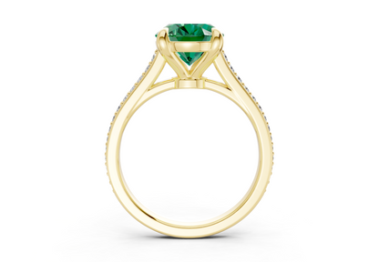 Adeline Emerald Gemstone Pave Oval Cut 2mm Engagement Ring