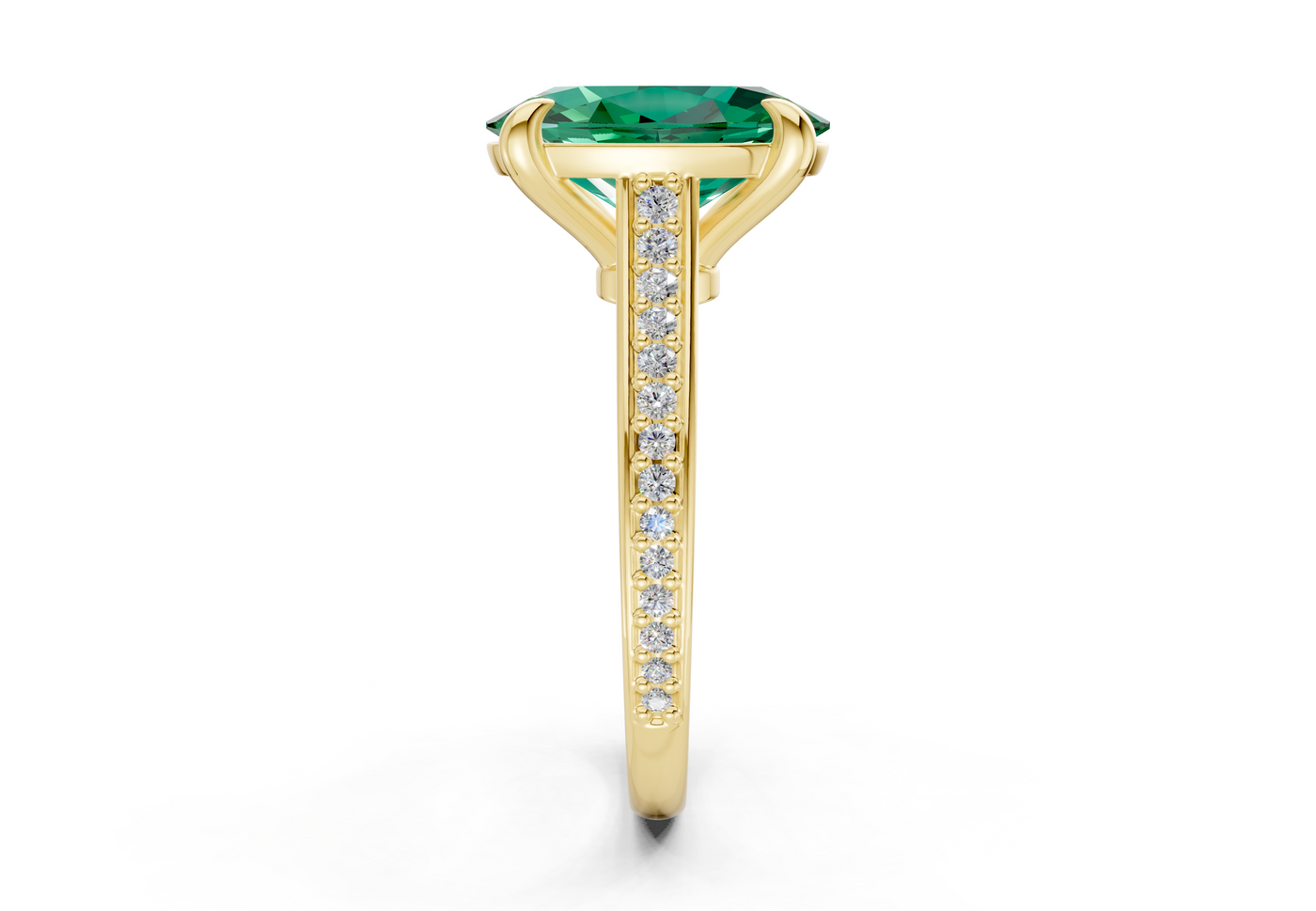 Adeline Emerald Gemstone Pave Oval Cut 2mm Engagement Ring