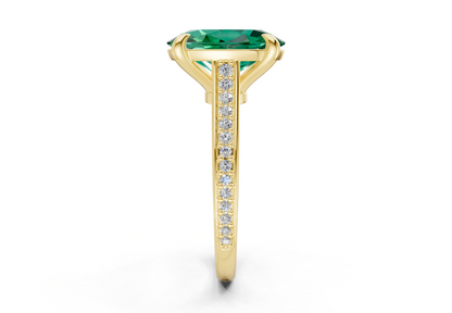 Adeline Emerald Gemstone Pave Oval Cut 2mm Engagement Ring