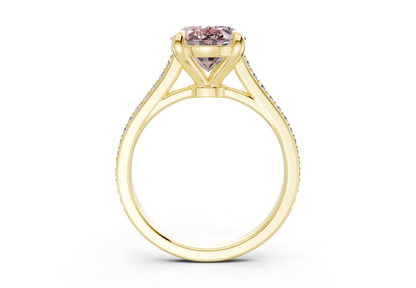 Adeline Pink Diamond Pave Oval Cut 2mm Engagement Ring