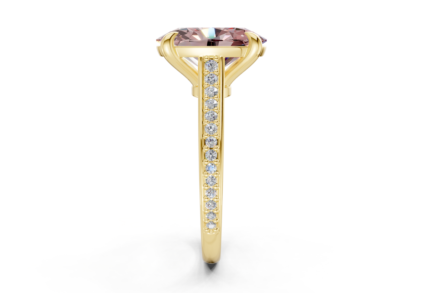 Adeline Pink Diamond Pave Oval Cut 2mm Engagement Ring
