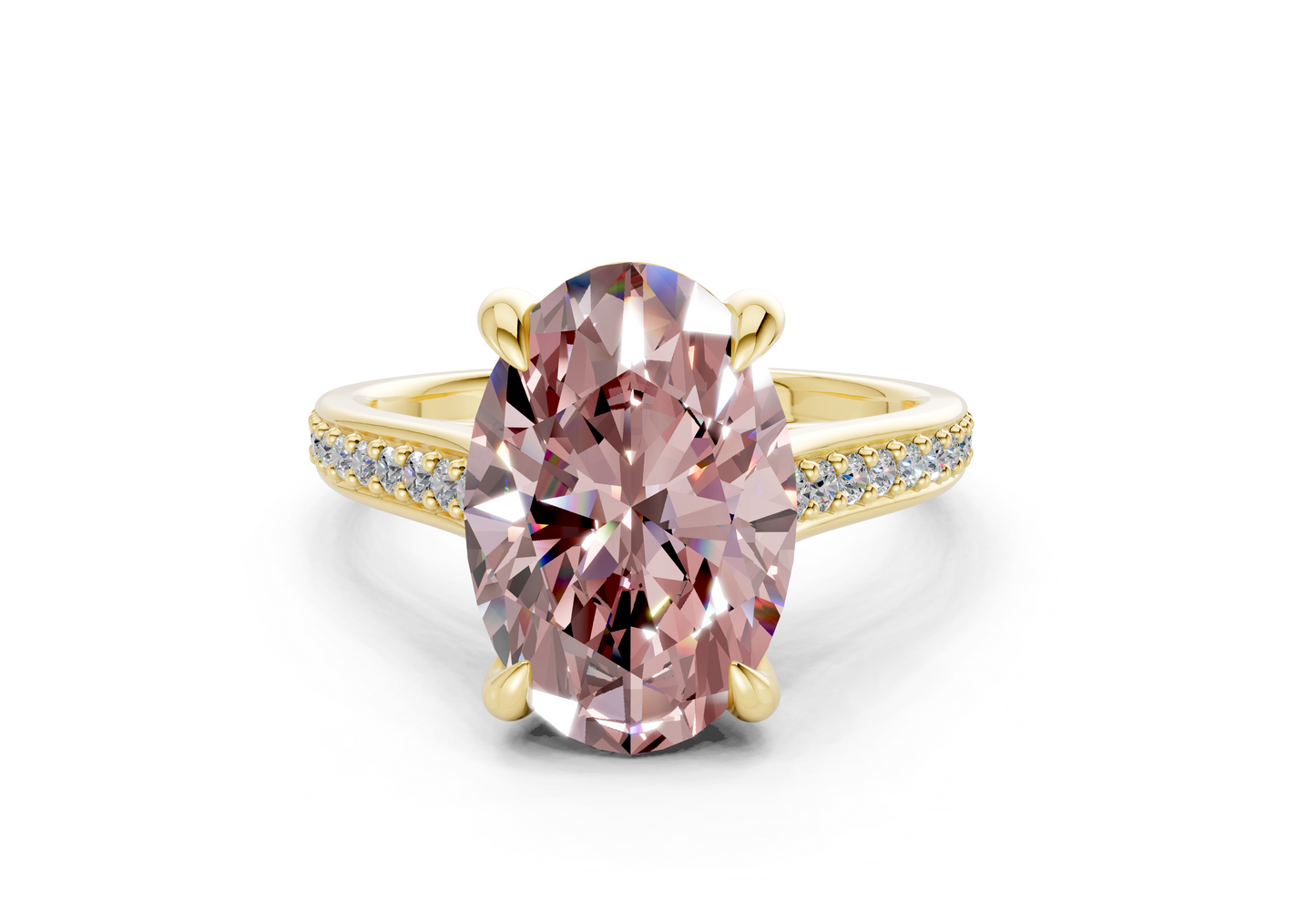 Adeline Pink Diamond Pave Oval Cut 2mm Engagement Ring