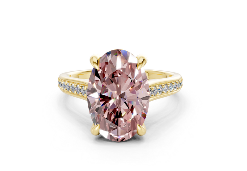 Adeline Pink Diamond Pave Oval Cut 2mm Engagement Ring