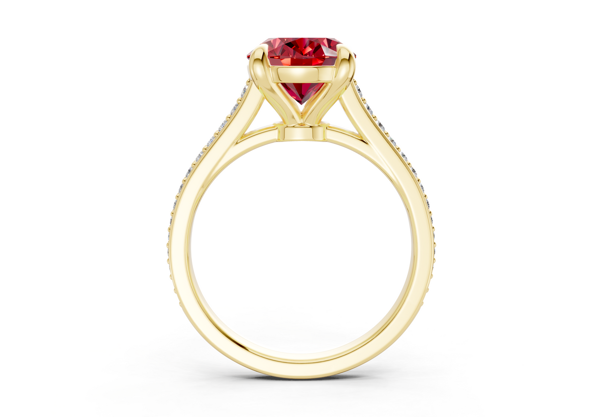 Adeline Ruby Gemstone Pave Oval Cut 2mm Engagement Ring