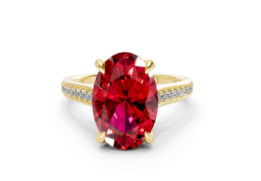 Adeline Ruby Gemstone Pave Oval Cut 2mm Engagement Ring