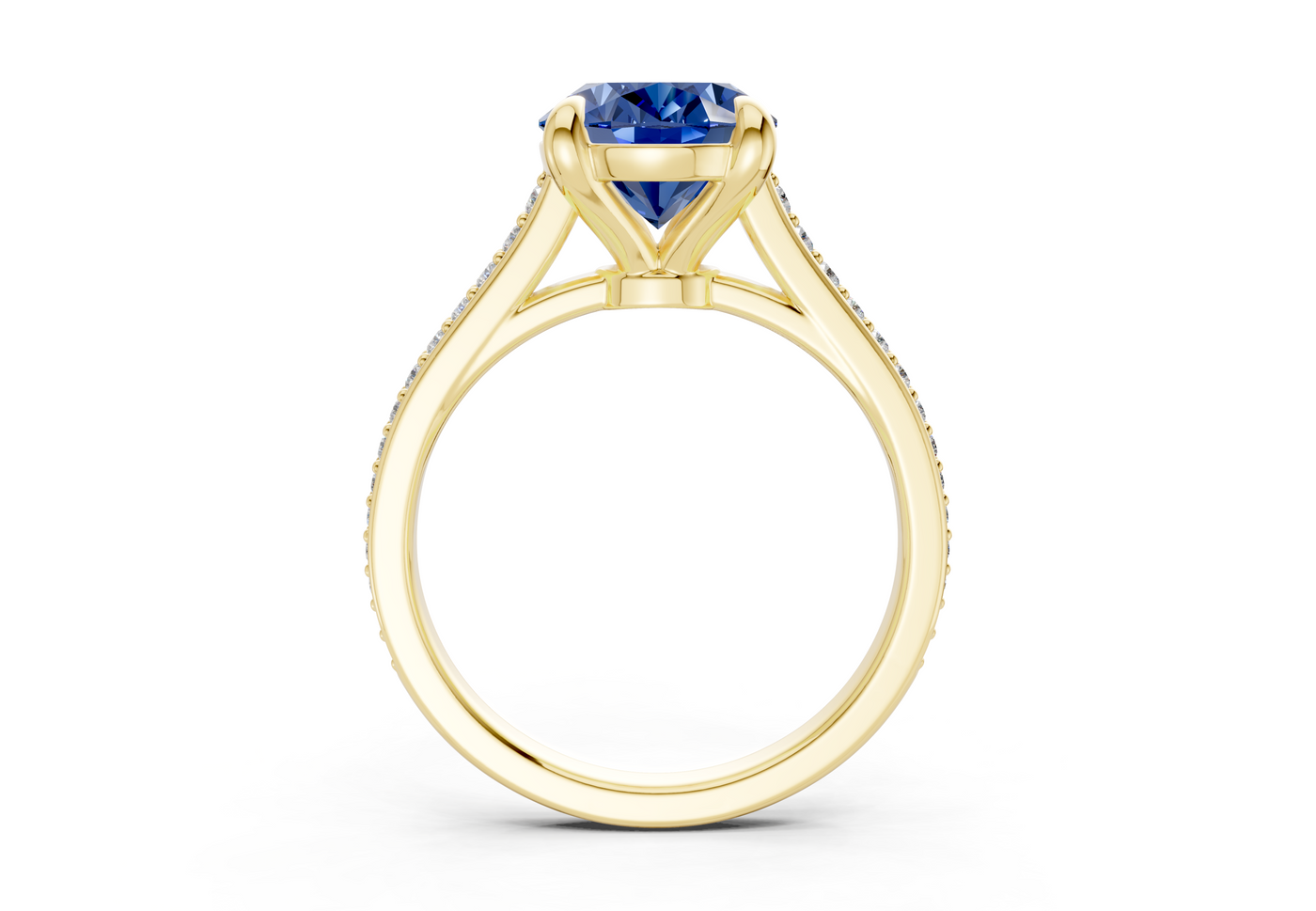 Adeline Sapphire Gemstone Pave Oval Cut 2mm Engagement Ring