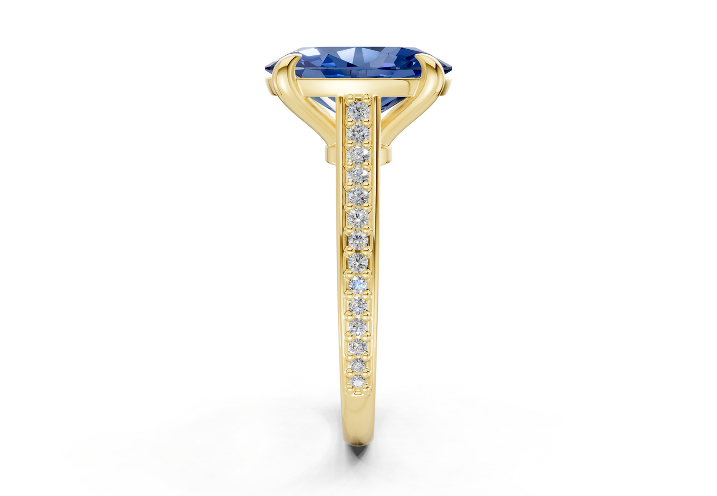 Adeline Sapphire Gemstone Pave Oval Cut 2mm Engagement Ring