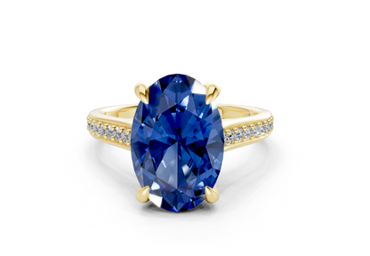 Adeline Sapphire Gemstone Pave Oval Cut 2mm Engagement Ring