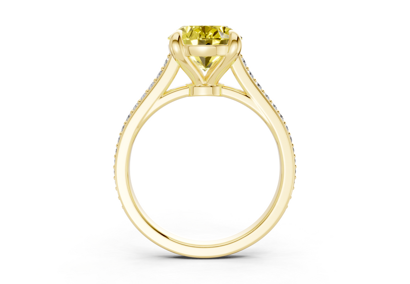 Adeline Yellow Diamond Pave Oval Cut 2mm Engagement Ring