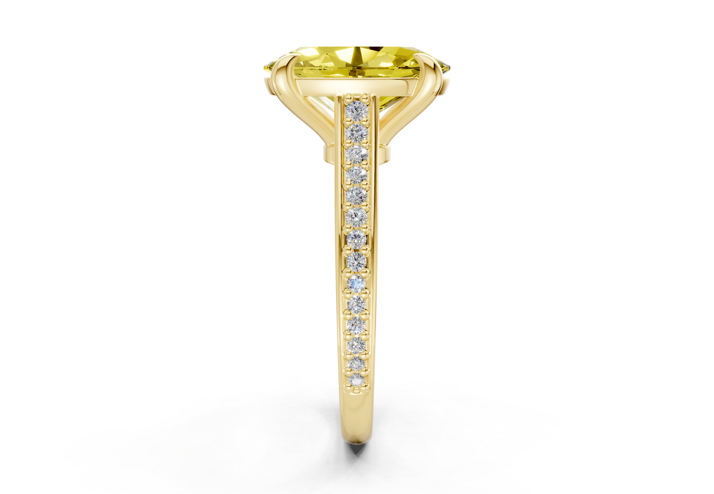 Adeline Yellow Diamond Pave Oval Cut 2mm Engagement Ring