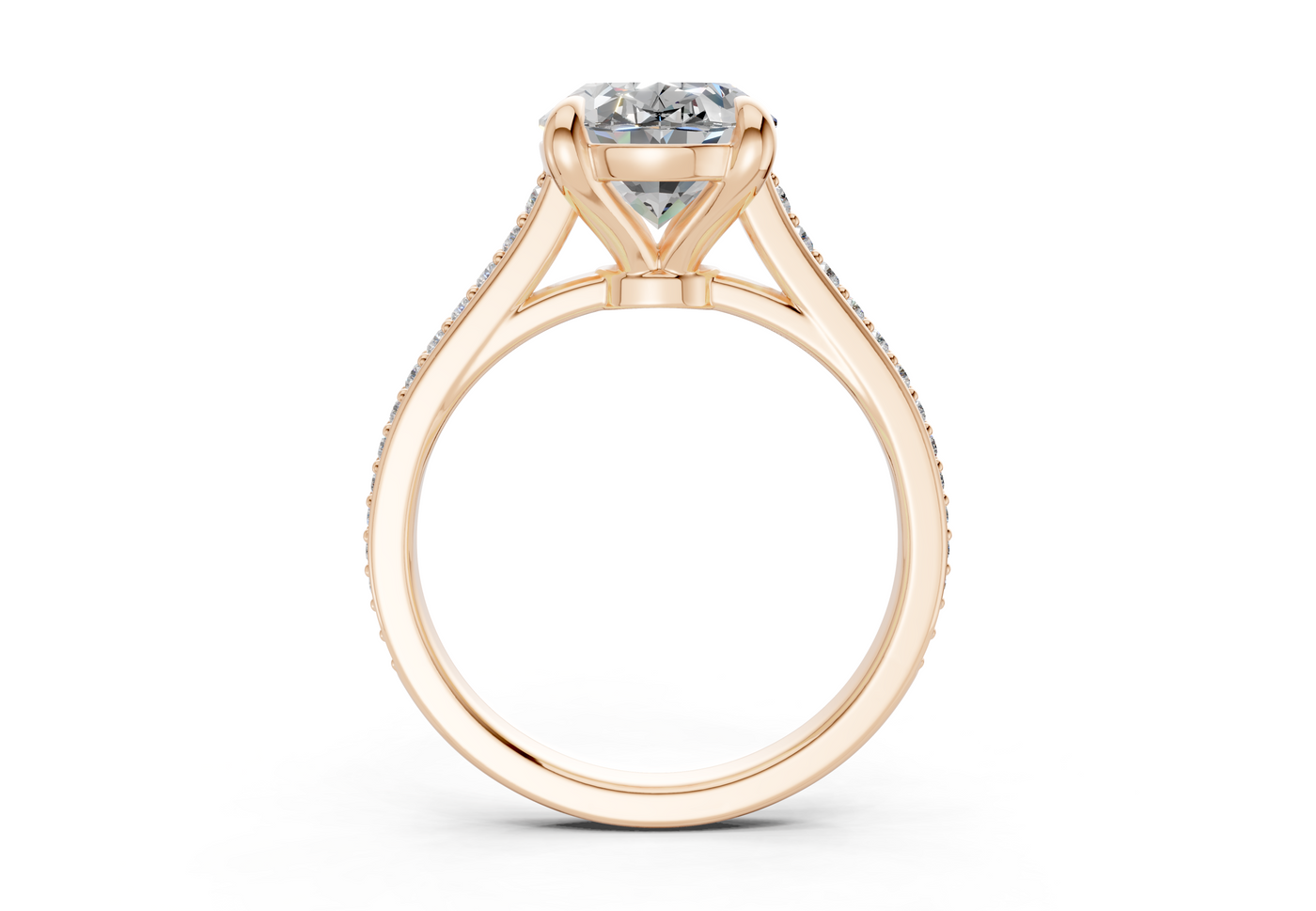 Adeline Diamond Pave Oval Cut 2mm Engagement Ring