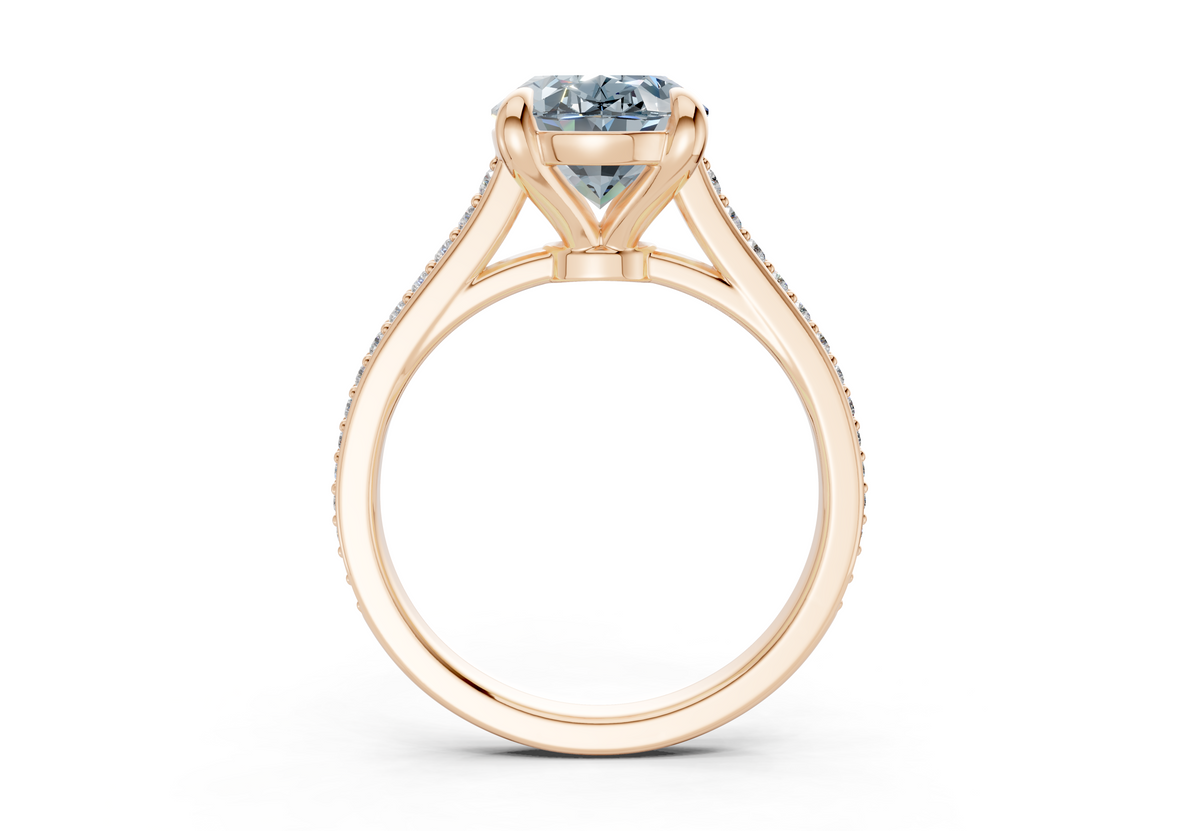 Adeline Blue Diamond Pave Oval Cut 2mm Engagement Ring