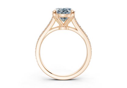 Adeline Blue Diamond Pave Oval Cut 2mm Engagement Ring