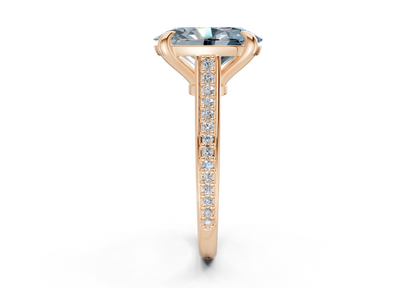 Adeline Blue Diamond Pave Oval Cut 2mm Engagement Ring