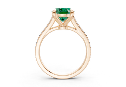 Adeline Emerald Gemstone Pave Oval Cut 2mm Engagement Ring