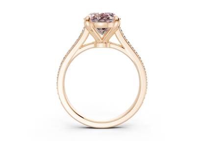 Adeline Pink Diamond Pave Oval Cut 2mm Engagement Ring