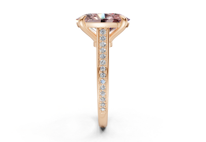Adeline Pink Diamond Pave Oval Cut 2mm Engagement Ring