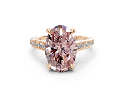 Adeline Pink Diamond Pave Oval Cut 2mm Engagement Ring