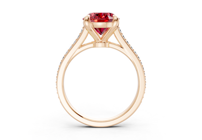 Adeline Ruby Gemstone Pave Oval Cut 2mm Engagement Ring