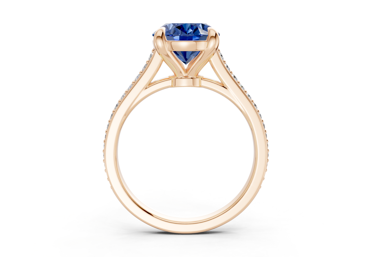 Adeline Sapphire Gemstone Pave Oval Cut 2mm Engagement Ring