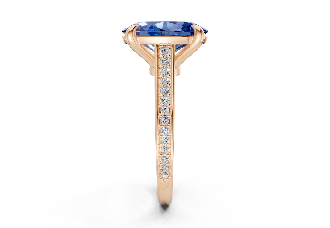 Adeline Sapphire Gemstone Pave Oval Cut 2mm Engagement Ring