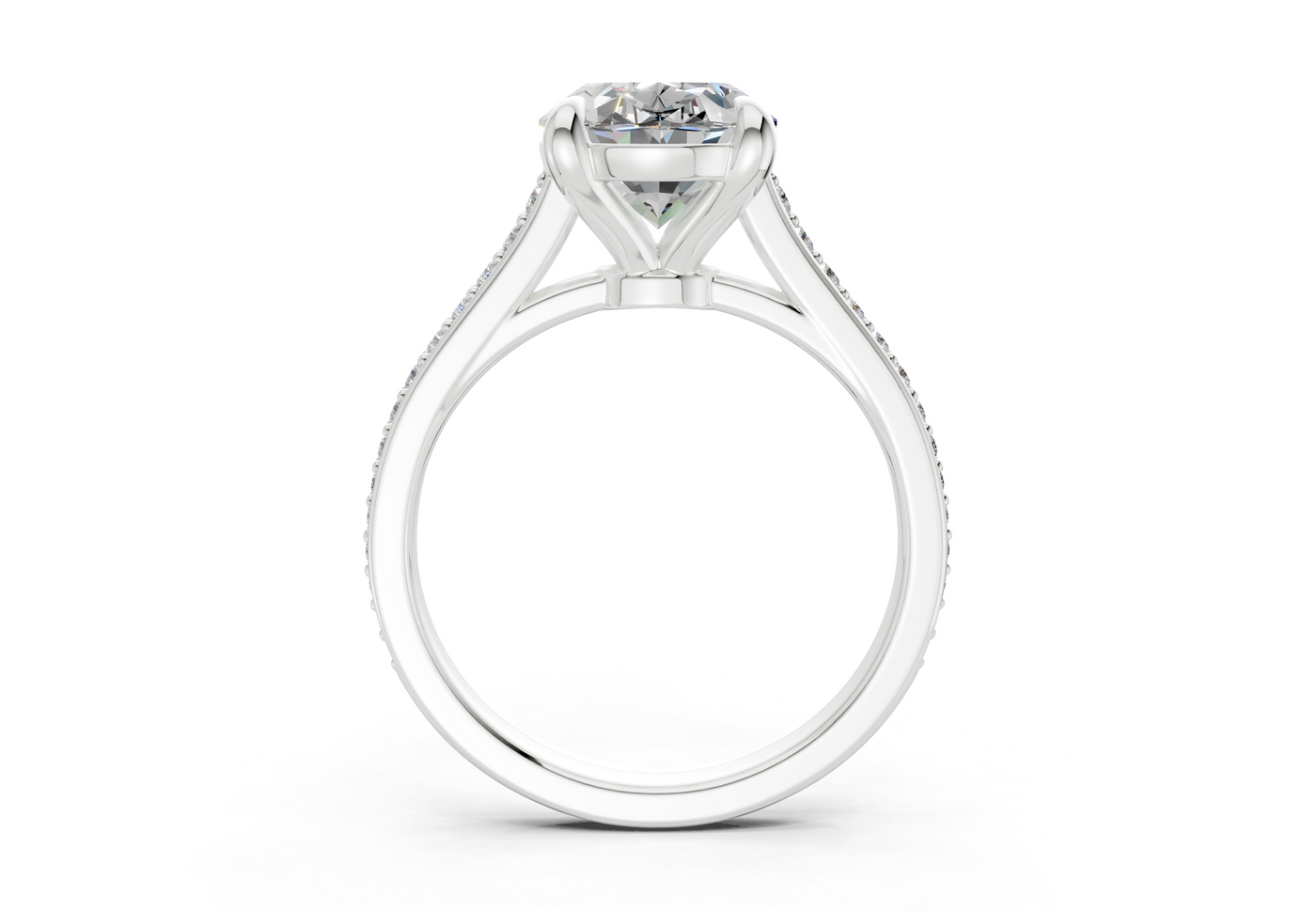 Adeline Diamond Pave Oval Cut 2mm Engagement Ring