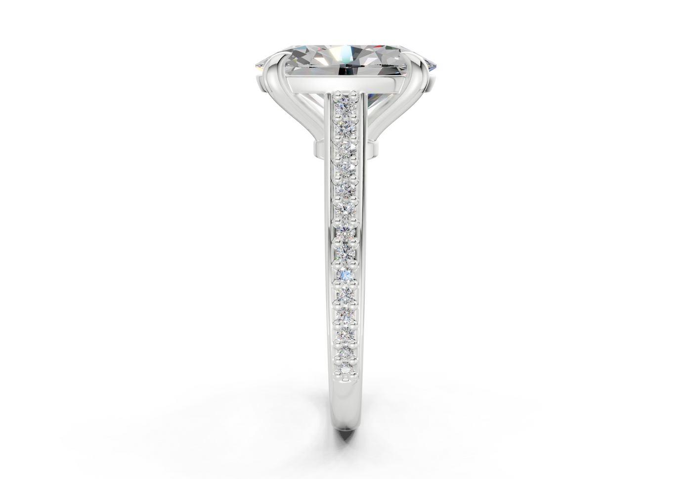 Adeline Diamond Pave Oval Cut 2mm Engagement Ring