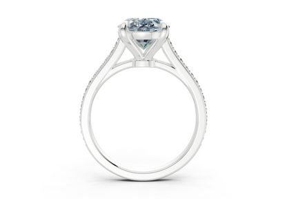 Adeline Blue Diamond Pave Oval Cut 2mm Engagement Ring