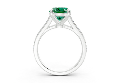 Adeline Emerald Gemstone Pave Oval Cut 2mm Engagement Ring